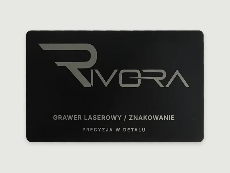 Metalowa wizytówka z logo RIVORA